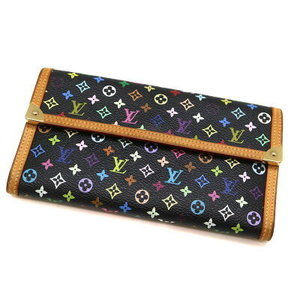 Louis Vuitton Porte Tresor Long Wallet Multicolor Noir Black LV